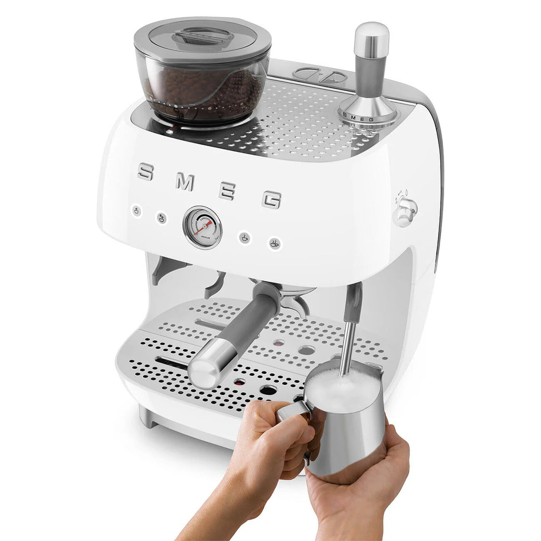 Espresso Coffee Machine with Grinder  in White